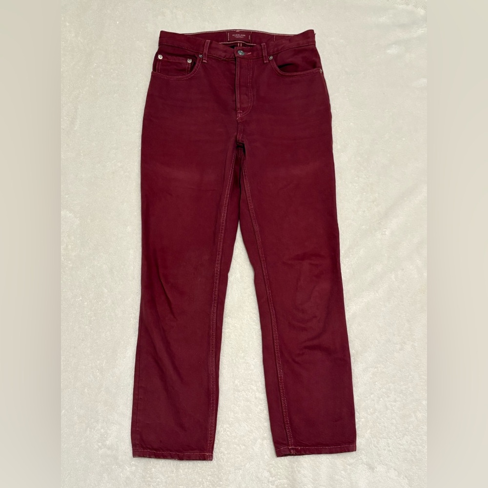 Everlane Women’s 90s Cheeky Jean Ankle Burgundy Red Cropped Cotton Size 26